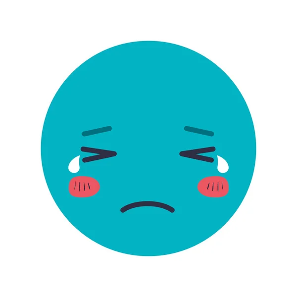 Dibujos animados cabeza triste personaje kawaii — Vector de stock