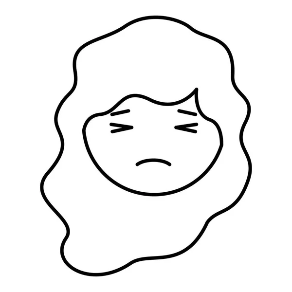 卡通女人愤怒的头卡瓦伊字符 — 图库矢量图片