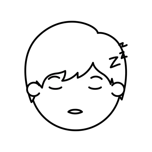 Karikatúra fej ember alszik Kawaii karakter — Stock Vector