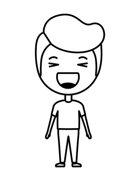 Desenho animado homem feliz personagem kawaii — Vetor de Stock