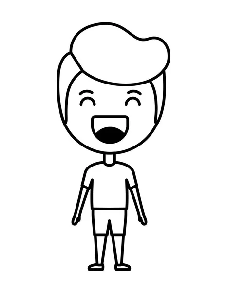 Dessin animé homme heureux personnage kawaii — Image vectorielle