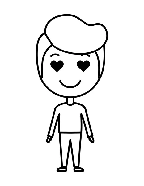 Cartoon man in love kawaii character — Stock Vector