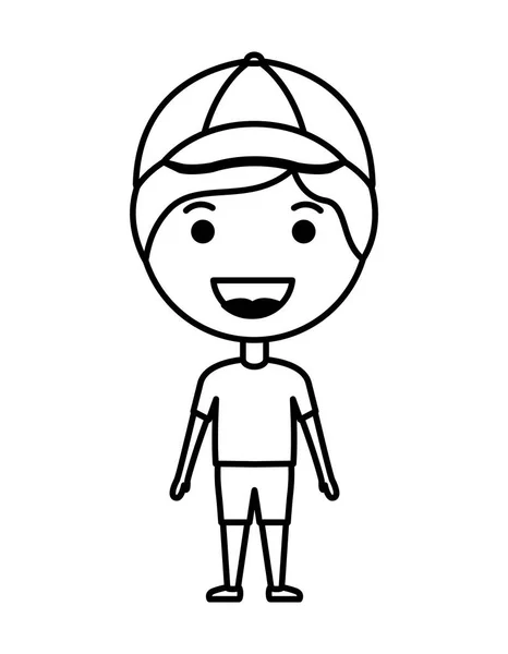 Dibujos animados feliz hombre kawaii carácter — Vector de stock