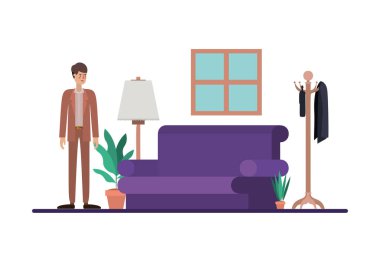 oturma üstünde genç adam