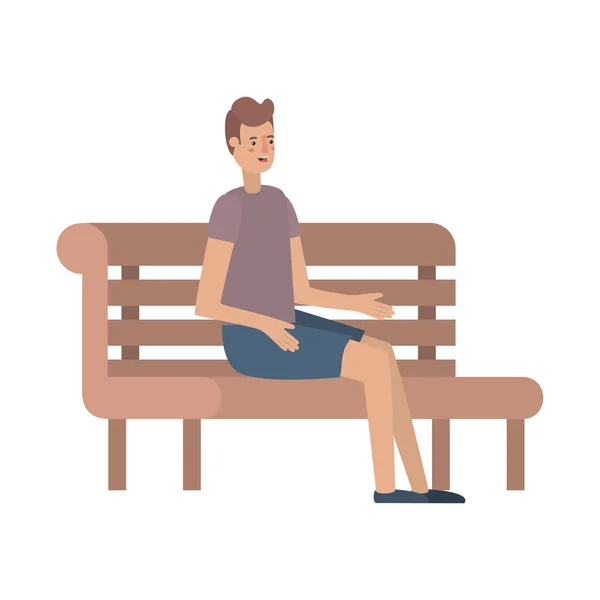 Joven sentado en una silla de madera — Vector de stock