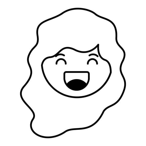 Cartoon vrouw Happy Head kawaii karakter — Stockvector