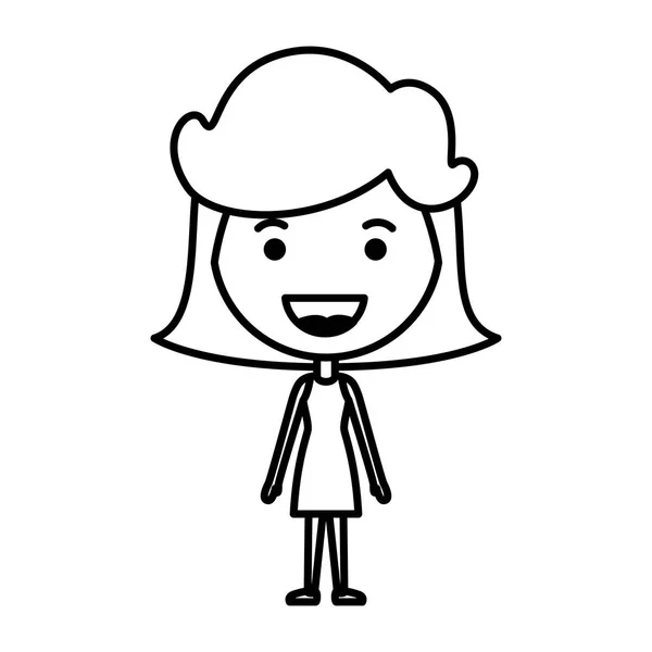 Cartoon vrouw gelukkig kawaii karakter — Stockvector