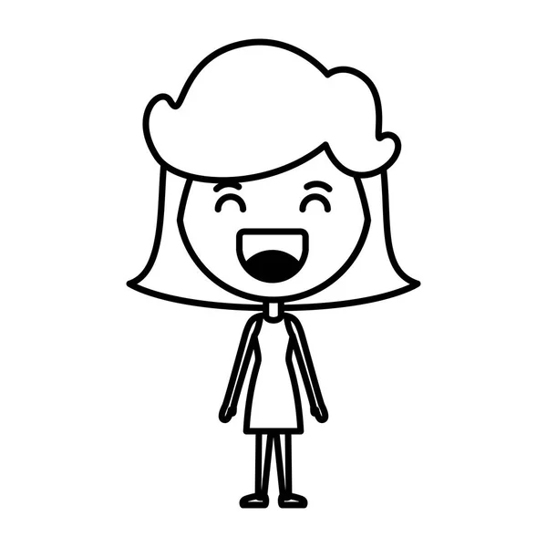 Cartoon vrouw gelukkig kawaii karakter — Stockvector