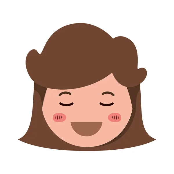 Desenho animado mulher feliz cabeça kawaii personagem — Vetor de Stock