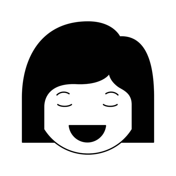 Dibujos animados mujer feliz cabeza kawaii carácter — Vector de stock