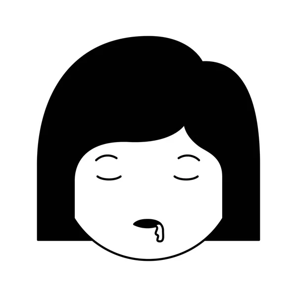 Kreslená hlava žena spící kawaii postava — Stockový vektor