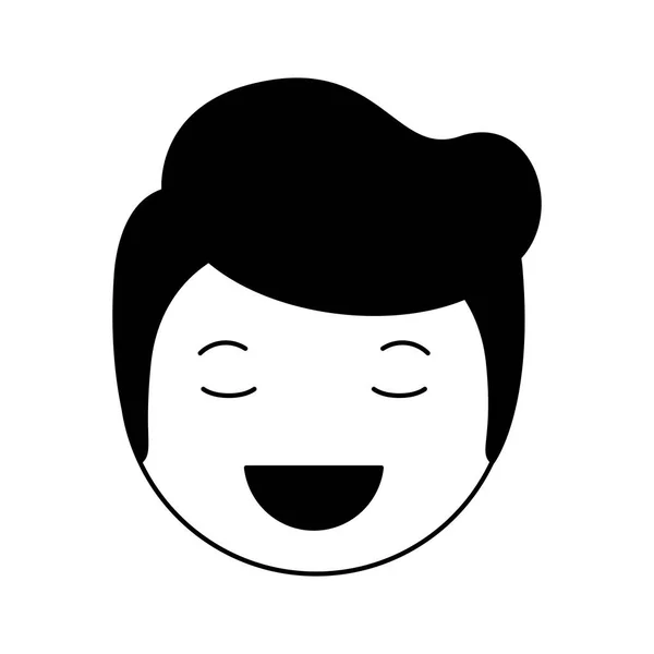 Dibujos animados hombre feliz cabeza kawaii carácter — Vector de stock