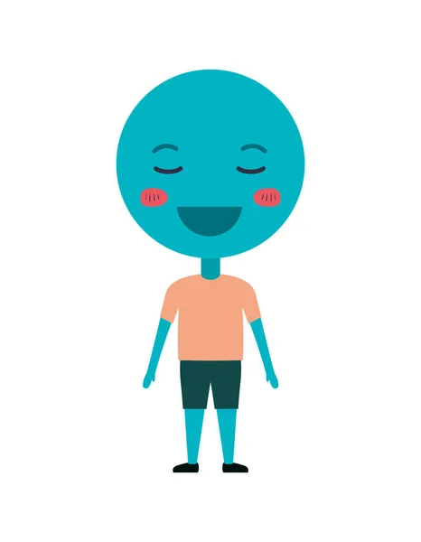 Cartoon gelukkig emoticon met lichaam kawaii karakter — Stockvector