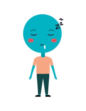 vücut uyuyan Kawaii karakter karikatür ifade