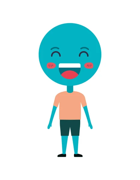Karikatur glücklich Emoticon mit Körper kawaii Charakter — Stockvektor
