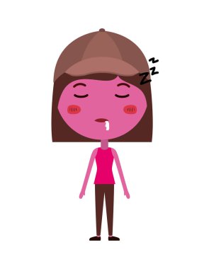 karikatür kadın uyku Kawaii karakter