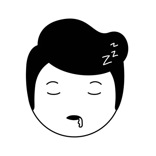 Caricatura cabeza hombre dormido kawaii carácter — Vector de stock