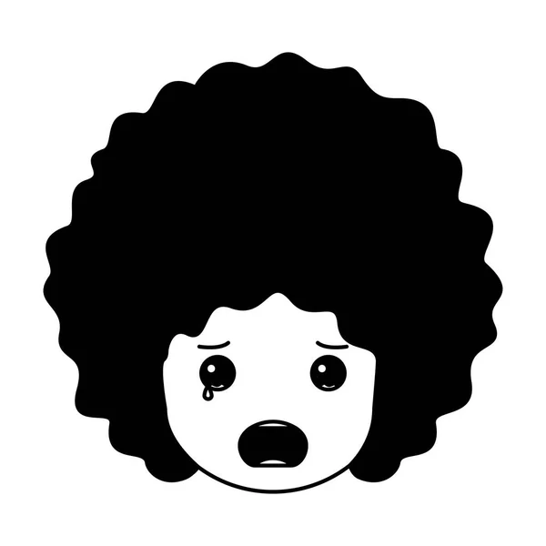 Dessin animé homme en colère tête kawaii personnage — Image vectorielle