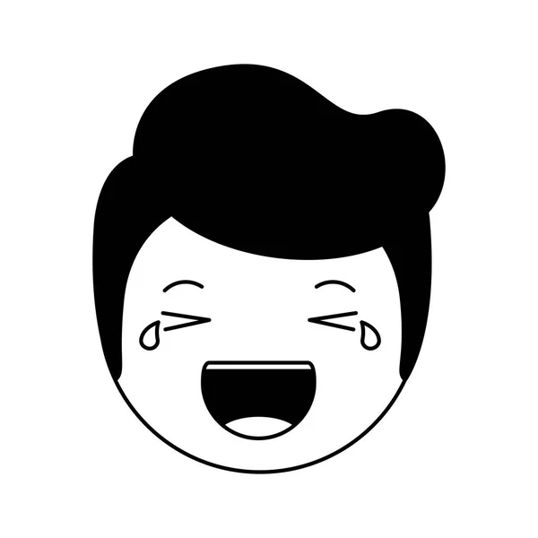 Kreslená šťastná osobnost muž hlava kawaii — Stockový vektor