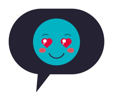 aşk Kawaii karakter emoji ile konuşma balonu