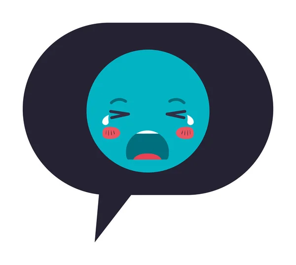 Speech Bubble met huilen Emoji kawaii karakter — Stockvector