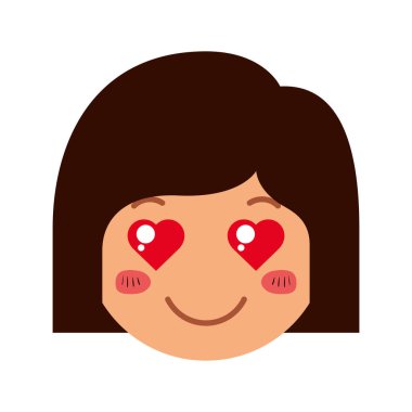 aşk Kawaii karakter karikatür baş kadın