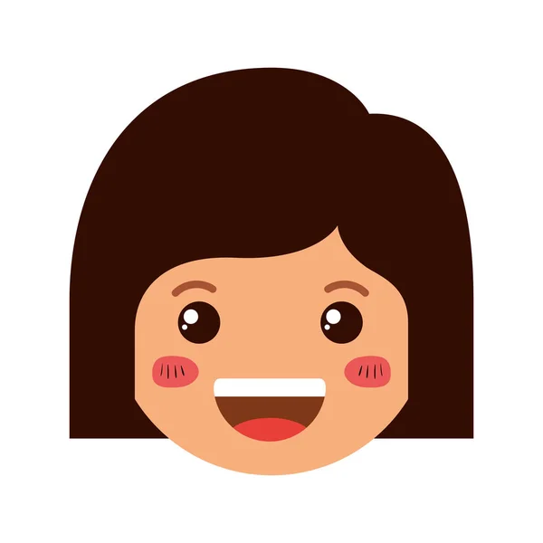 Desenho animado mulher feliz cabeça kawaii personagem — Vetor de Stock