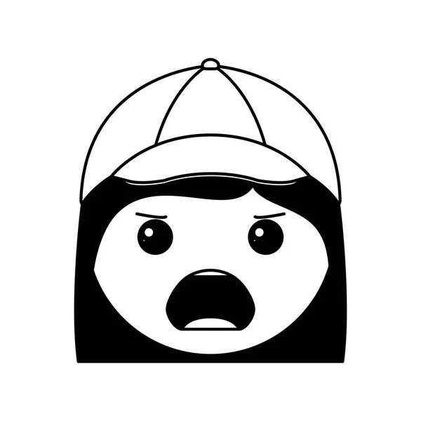 Персонаж мультфильма сердитая голова Кавайи — стоковый вектор