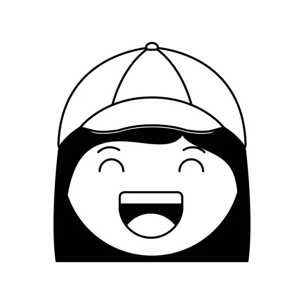 Charakter dama głowa kreskówka Kawaii szczęśliwy — Wektor stockowy