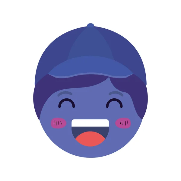 Dessin animé heureux homme tête kawaii personnage — Image vectorielle