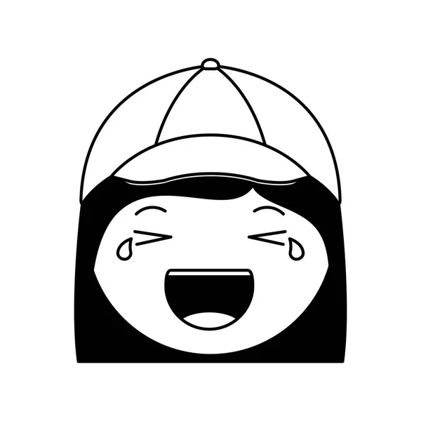 Καρτούν γυναίκα χαρούμενο κεφάλι χαριτωμένο χαρακτήρα — Διανυσματικό Αρχείο