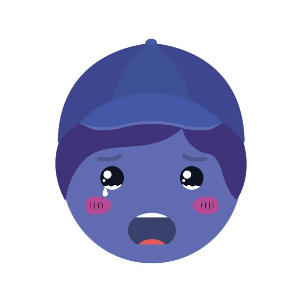 Καρτούν άνθρωπος κλάμα κεφάλι χαριτωμένο χαρακτήρα — Διανυσματικό Αρχείο