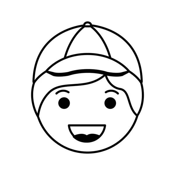 卡通快乐的人头卡瓦伊字符 — 图库矢量图片