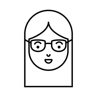 gözlük ile güzel ve genç kadın kafa