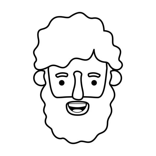 Hoofd van de jonge man met baard avatar karakter — Stockvector