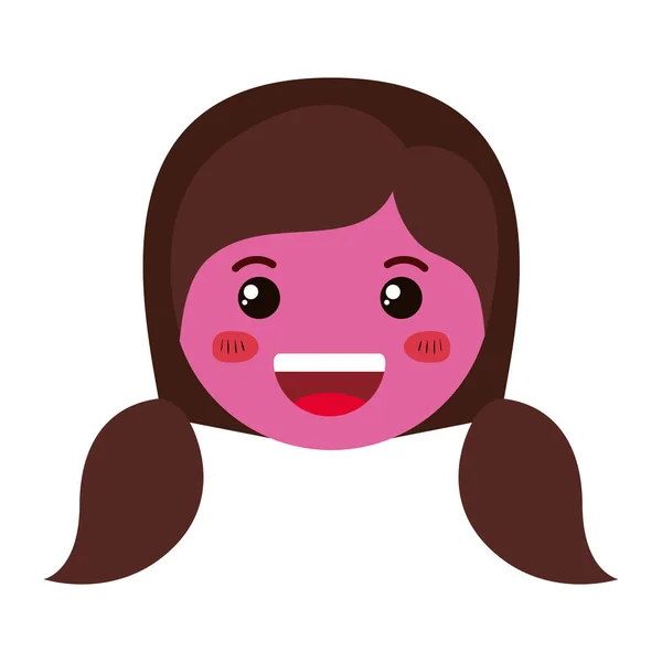 Cartoon vrouw Happy Head kawaii karakter — Stockvector