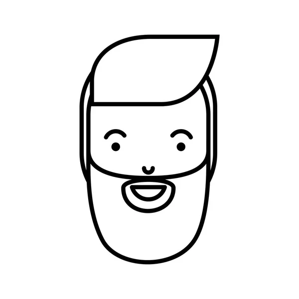 Mladý muž hlavu s vousy avatar znaků — Stockový vektor