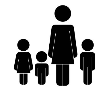 çocuklar şekil siluet ile anne