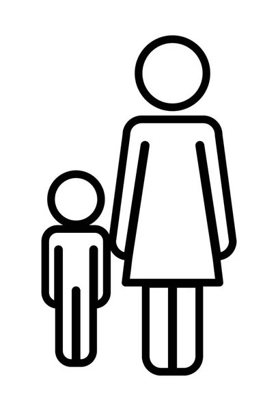 Mother with son figures silhouettes — Stock Vector