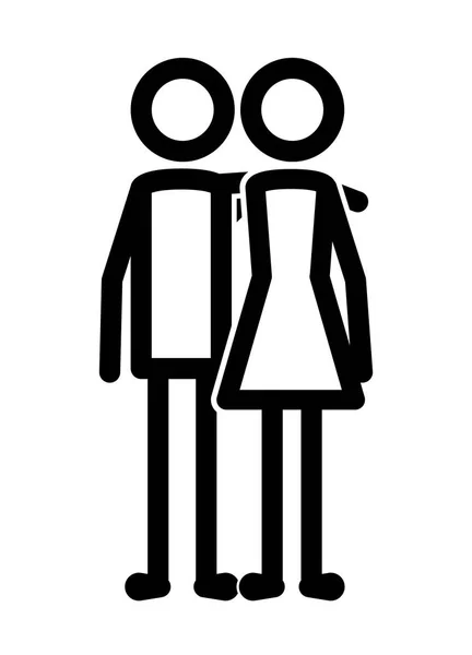 Pareja figuras humanas icono — Vector de stock