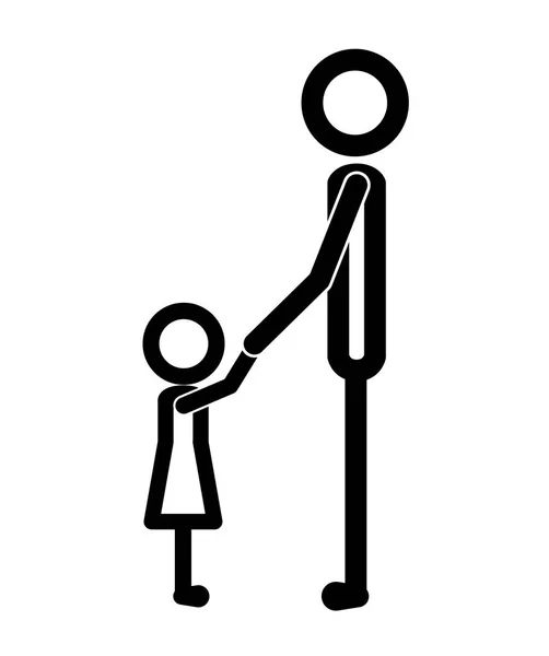 Father with daughter figures silhouettes — Stock Vector
