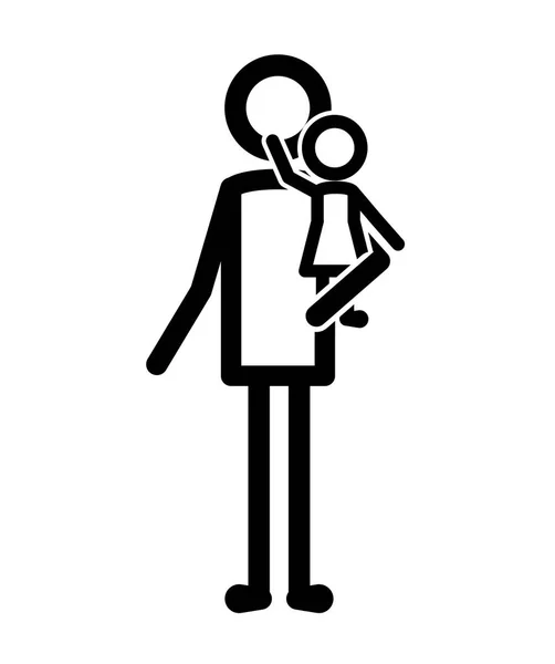 Père avec des silhouettes de filles — Image vectorielle