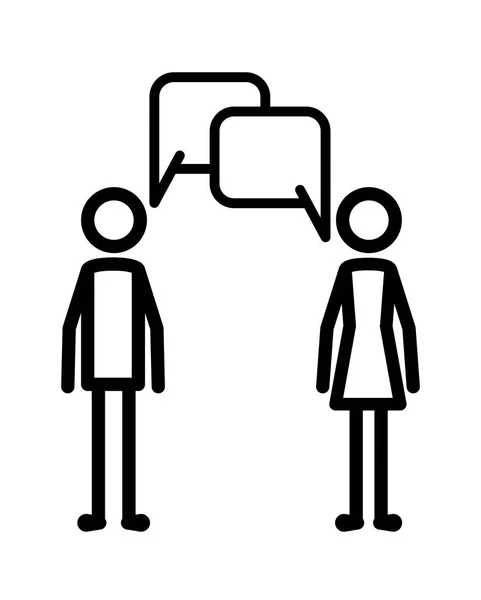Couple figures talking silhouette icon — Stock Vector