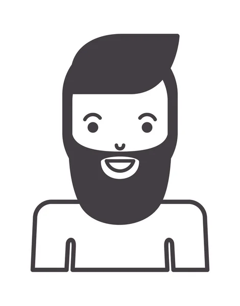 Junger Mann mit Bart und Avatarfigur — Stockvektor