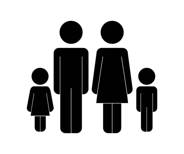 Parents couple avec enfants chiffres — Image vectorielle