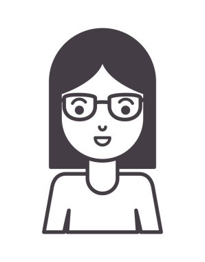 Gözlük karakteri ile güzel ve genç kadın