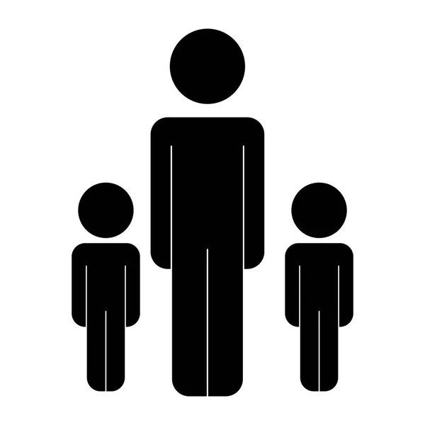 Père avec fils figures silhouettes — Image vectorielle