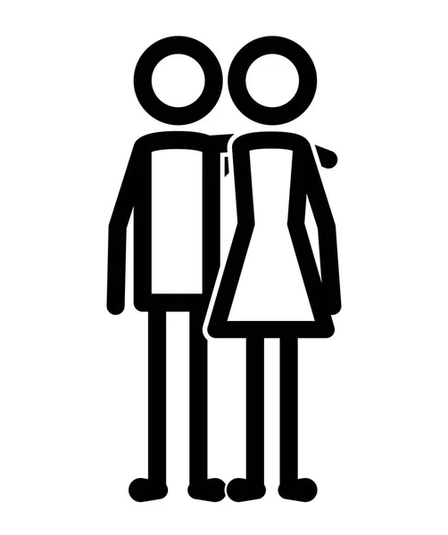 Ícone de figuras humanas casal — Vetor de Stock
