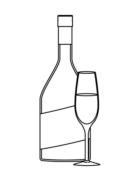 Anggur dan ikon botol - Stok Vektor