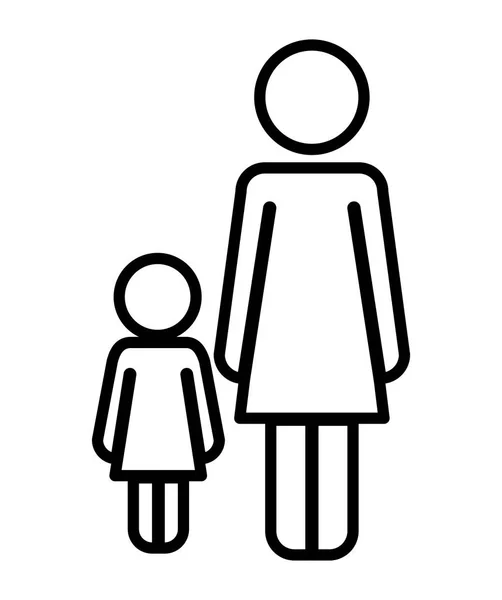 Mother with daughter figures silhouettes — Stock Vector
